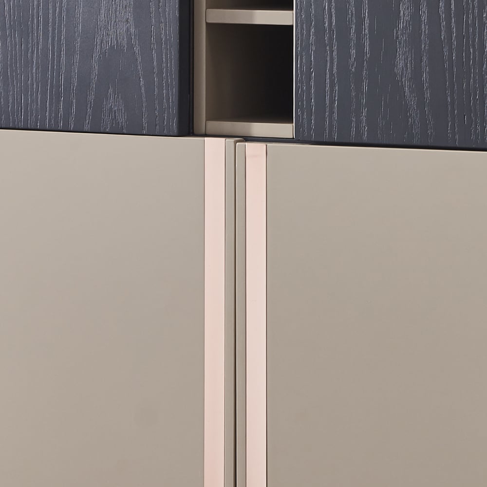 Vintage Standing Wine Cabinet Wine Rack with Doors in Black & Khaki window image