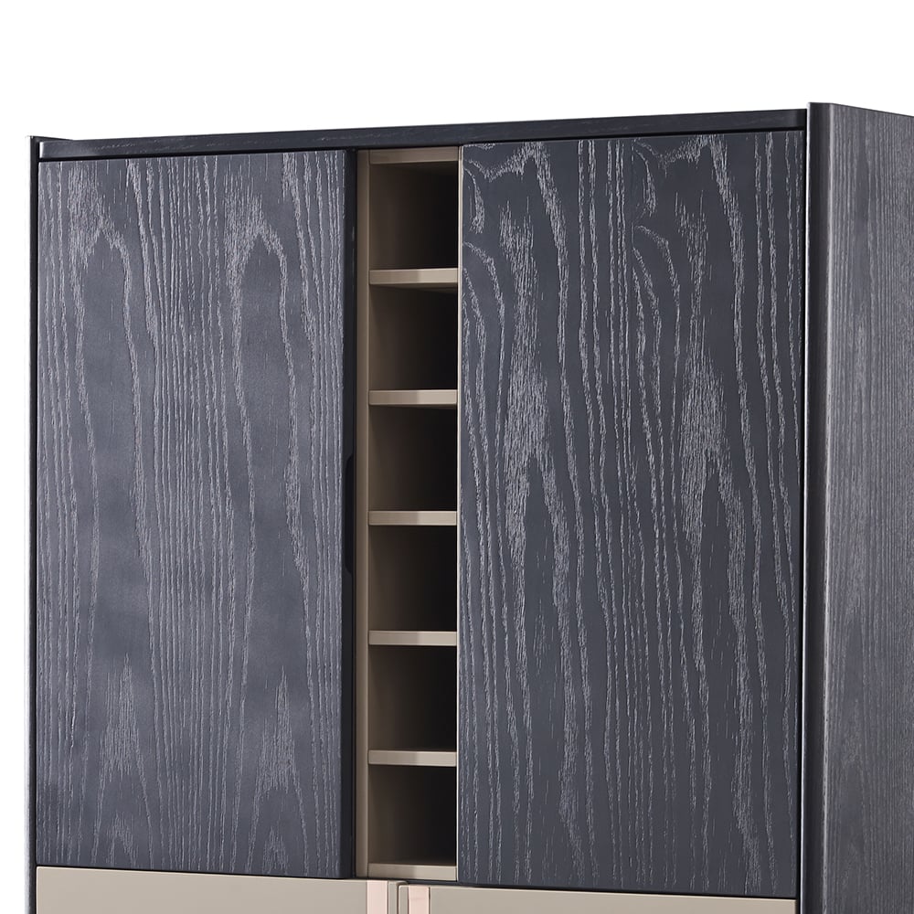 Vintage Standing Wine Cabinet Wine Rack with Doors in Black & Khaki window image