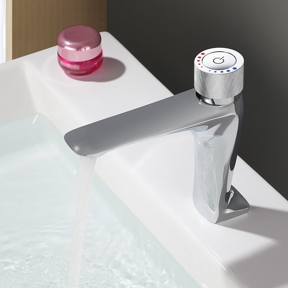 Switch Top Monobloc Basin Tap Single Handle Bathroom Mixer Tap with Press Button window image