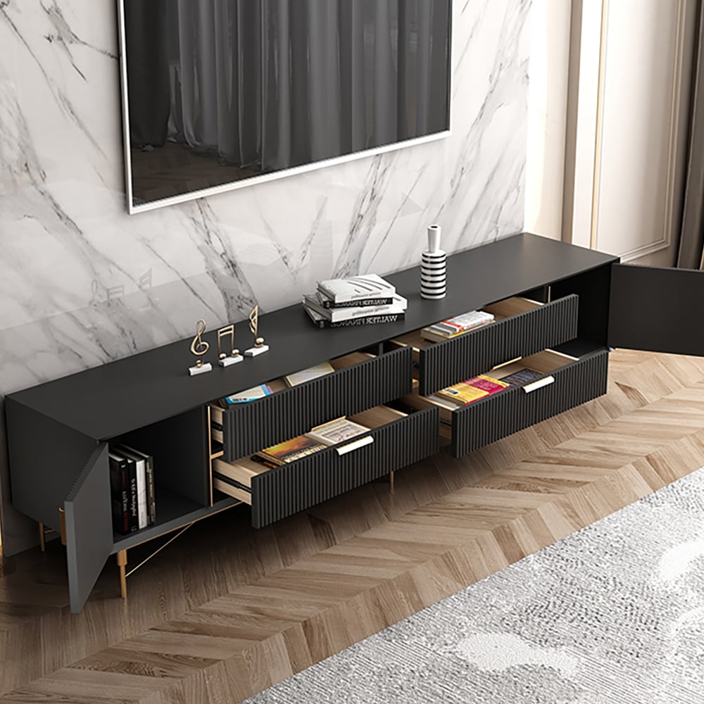 Meuble TV et table basse de luxe moderne et léger avec tiroirs image de fenêtre