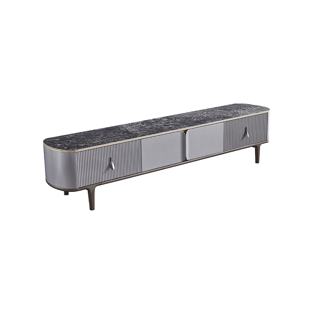 Contemporary Grey Rectangular TV Stand with Storage for TVs Up To 85" window image