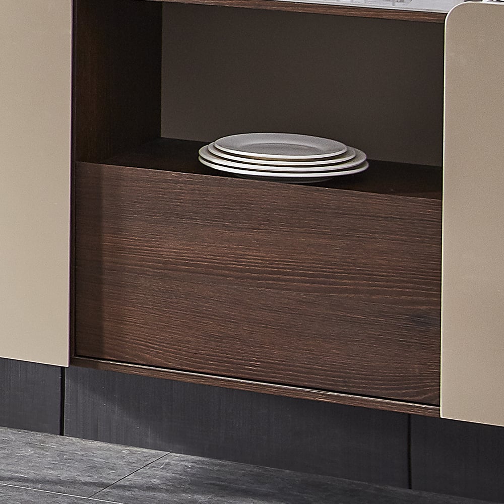 Classic Khaki Rectangular Buffet Cabinet with Storage Kitchen Storage Cabinet window image