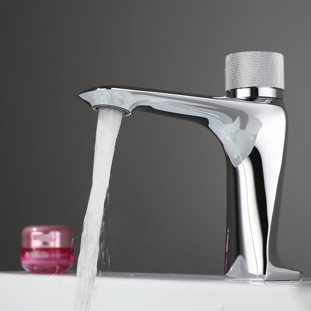 Switch Top Monobloc Basin Tap Single Handle Bathroom Mixer Tap with Press Button window image