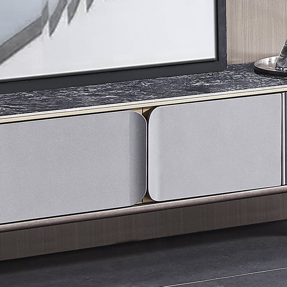 Contemporary Grey Rectangular TV Stand with Storage for TVs Up To 85" window image