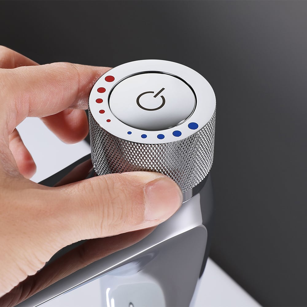 Switch Top Monobloc Basin Tap Single Handle Bathroom Mixer Tap with Press Button window image