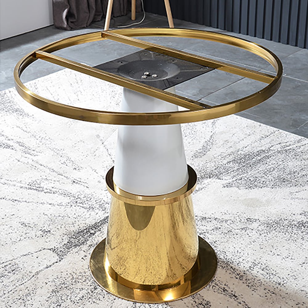 Table d'appoint ronde blanche moderne avec table de bar en marbre image de fenêtre