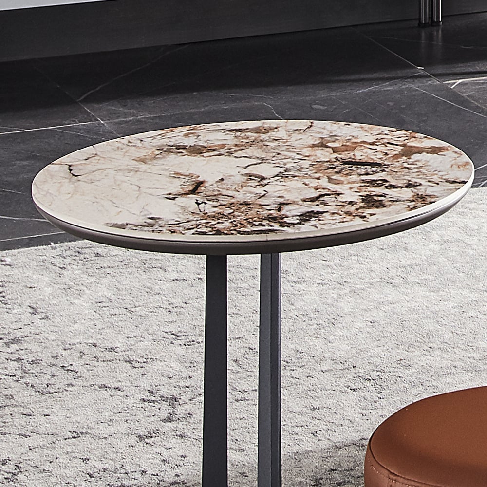 3 Pieces Victory Sintered Stone Top Coffee Table Set with Faux Leather Stool window image