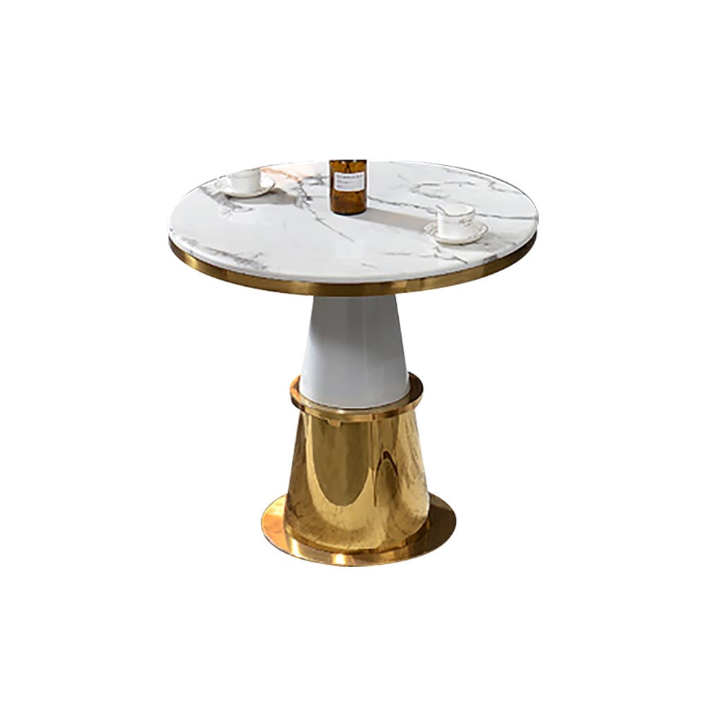Table d'appoint ronde blanche moderne avec table de bar en marbre image de fenêtre