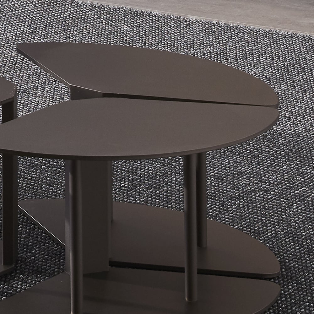 Table basse 3 pièces Pandora & Black avec plateau en pierre frittée avec 1 rangement image de fenêtre