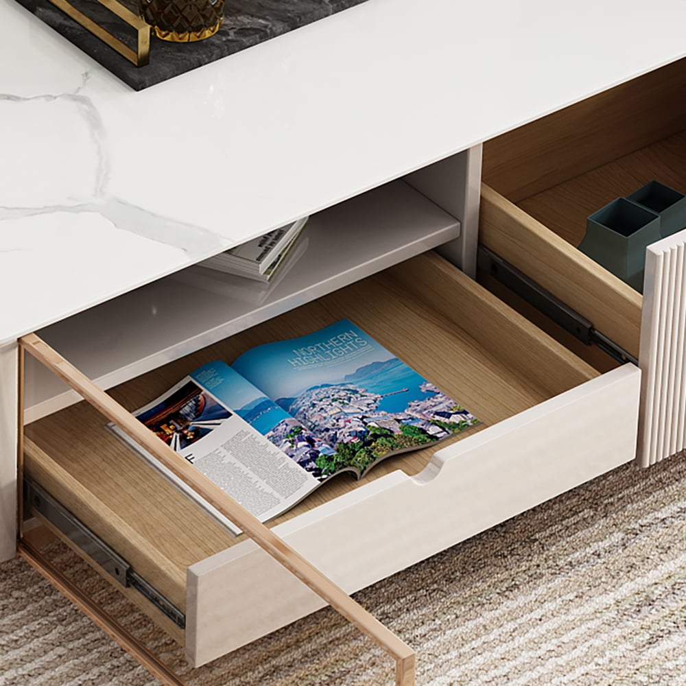 Modern Nesting Sintered Stone Tabletop Coffee Table Set with 4 Drawers window image