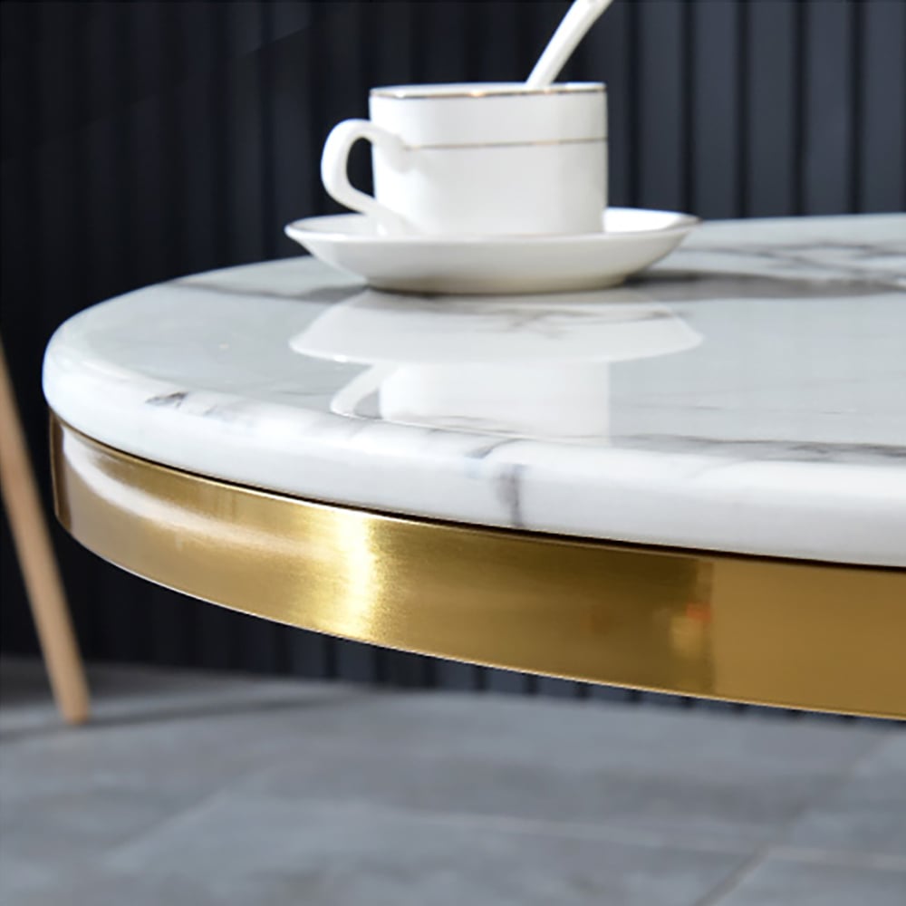 Table d'appoint ronde blanche moderne avec table de bar en marbre image de fenêtre