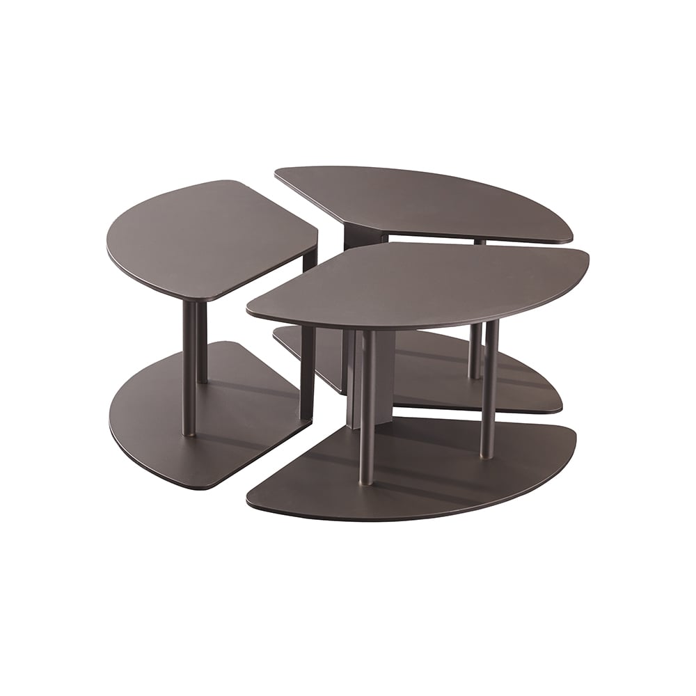 Table basse 3 pièces Pandora & Black avec plateau en pierre frittée avec 1 rangement image de fenêtre