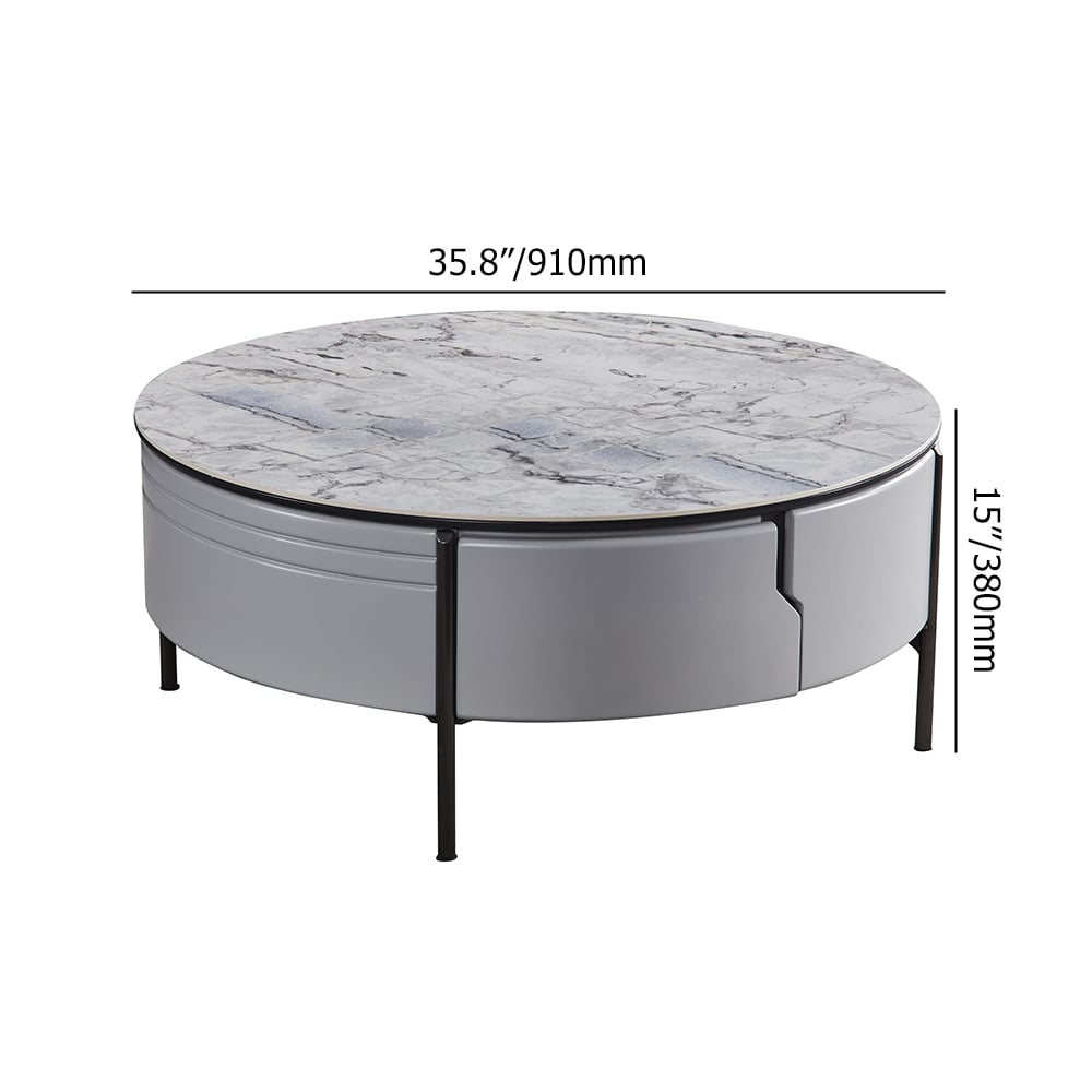3 Pieces Victory Sintered Stone Top Coffee Table Set with Faux Leather Stool window image