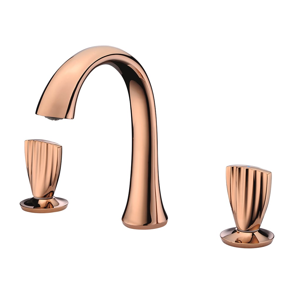 Aerated Spout Widespread Bathroom Sink Faucet Solid Brass Shell Shaped window image
