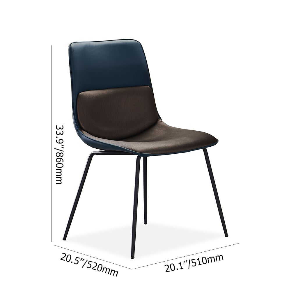 Gray Modern Faux Leather Upholstered Dining Chair with Metal Legs Set of 2 window image