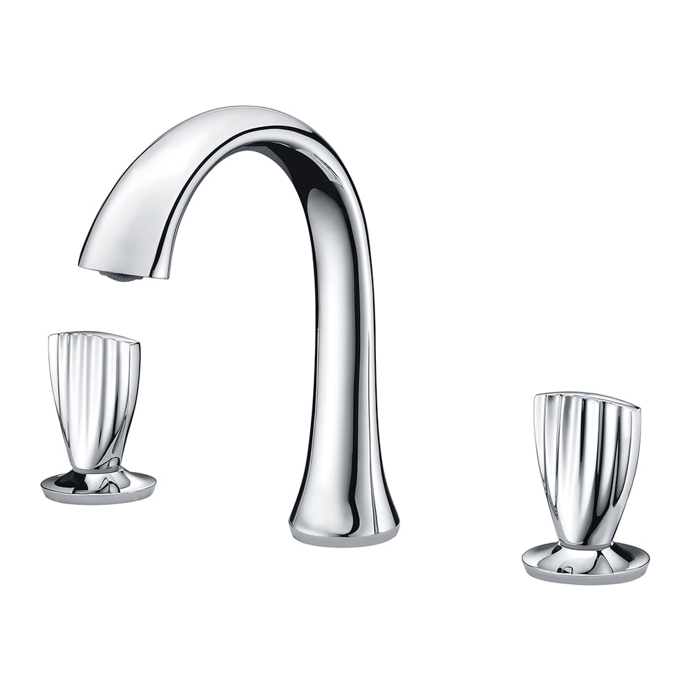 Aerated Spout Widespread Bathroom Sink Faucet Solid Brass Shell Shaped window image