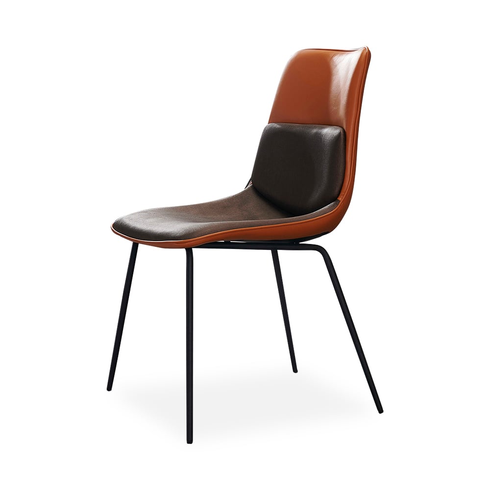 Orange Modern Faux Leather Upholstered Dining Chair with Metal Legs Set of 2 window image