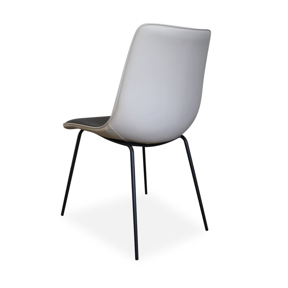 Gray Modern Faux Leather Upholstered Dining Chair with Metal Legs Set of 2 window image