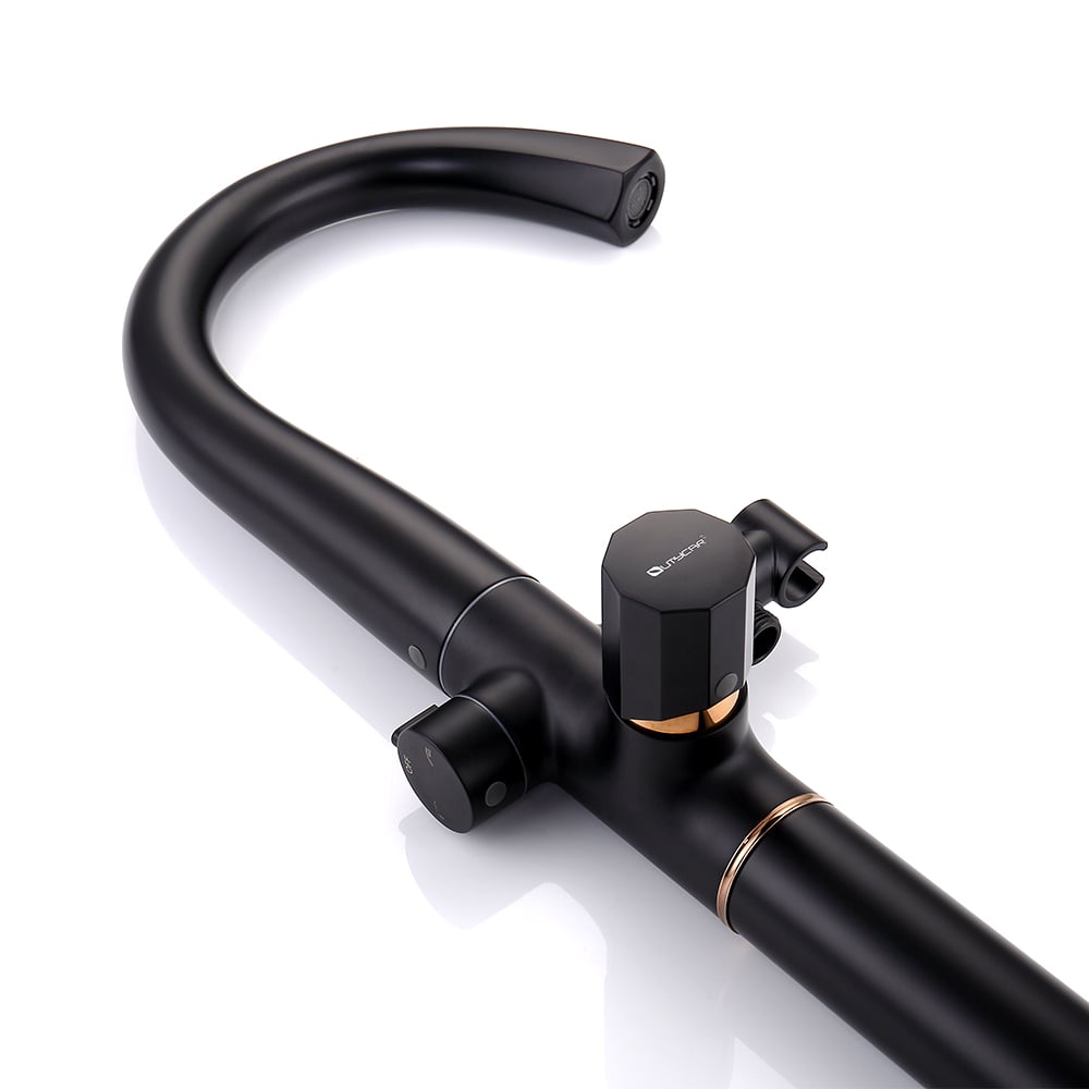 Missic Freestanding Tub Filler Faucet with Handheld Shower Solid Brass window image