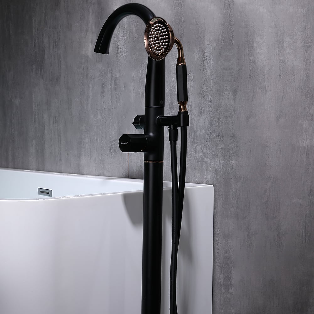 Missic Freestanding Tub Filler Faucet with Handheld Shower Solid Brass window image