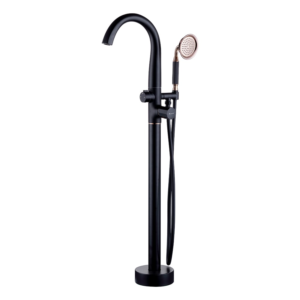 Missic Freestanding Tub Filler Faucet with Handheld Shower Solid Brass window image
