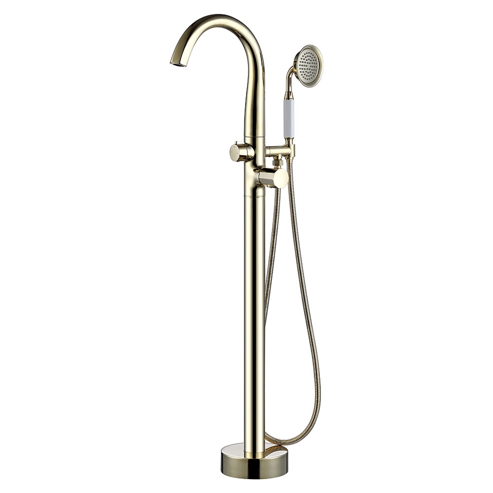 Missic Freestanding Tub Filler Faucet with Handheld Shower Solid Brass window image