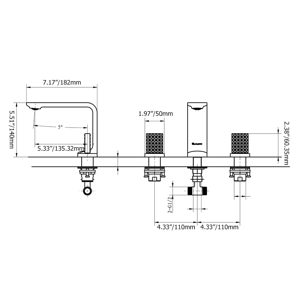 Geometric 3-Hole Bathroom Basin Tap Solid Brass window image