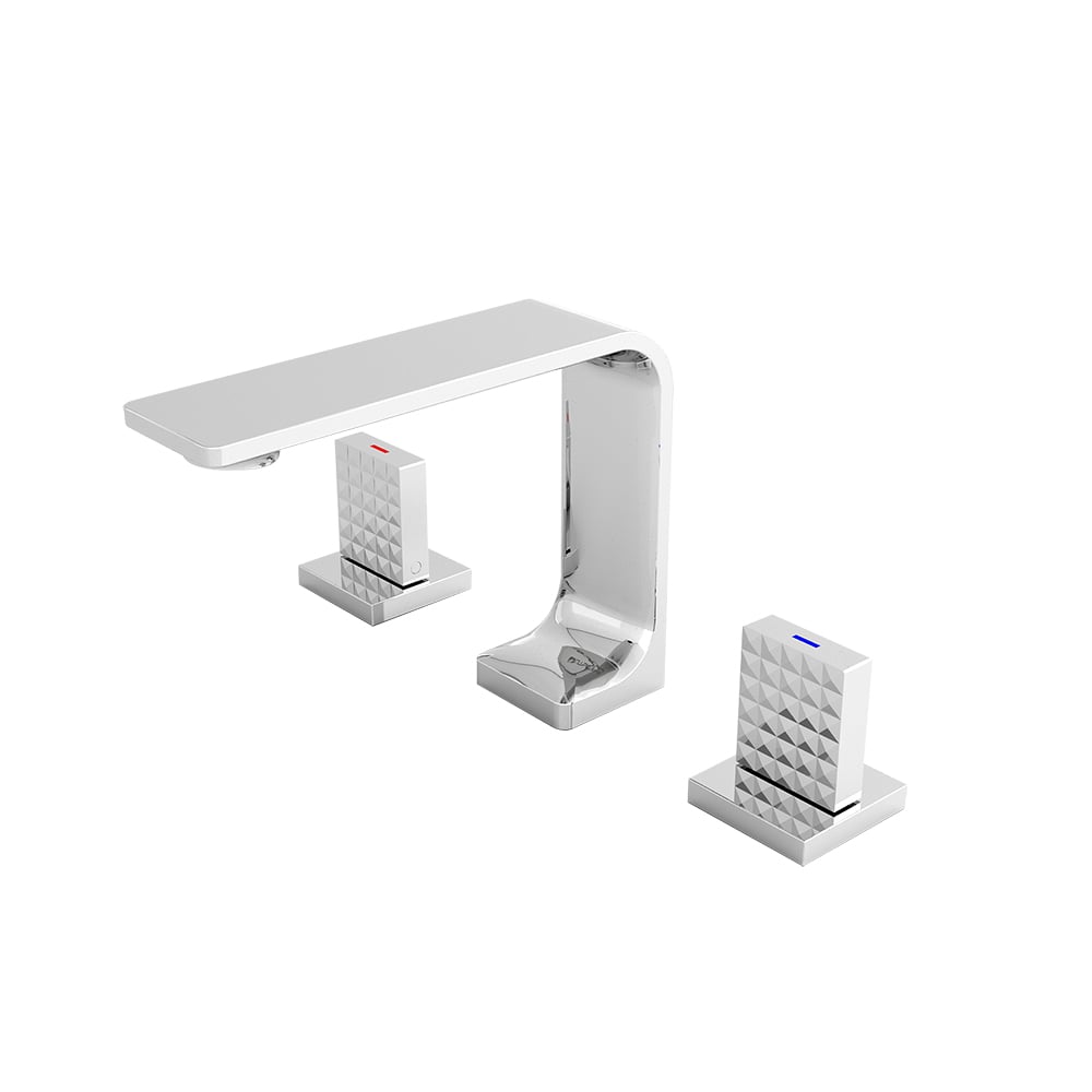 Geometric 3-Hole Bathroom Basin Tap Solid Brass window image