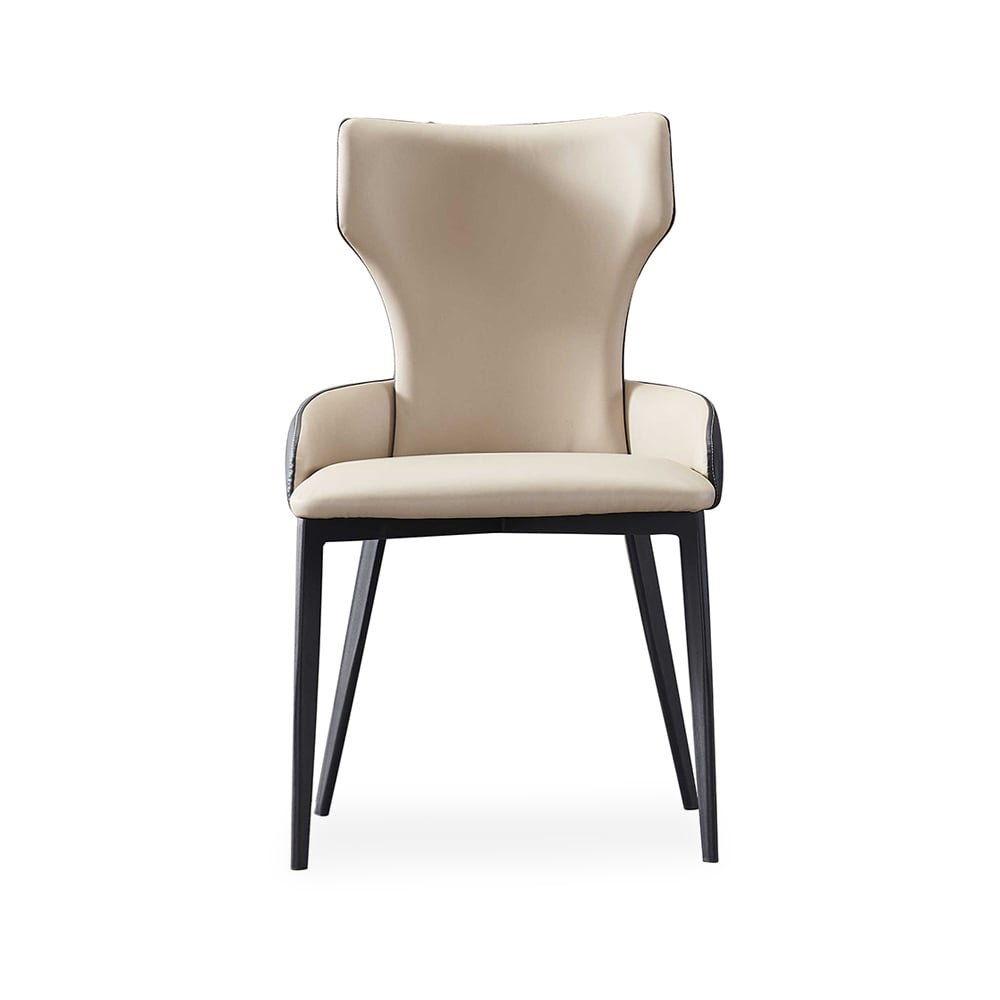 Chaise de salle à manger moderne beige en similicuir image de fenêtre