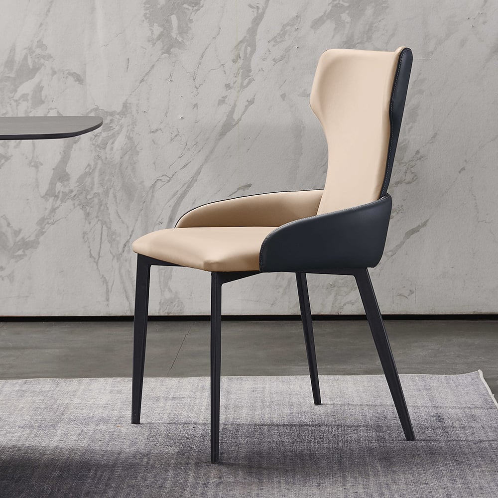 Chaise de salle à manger moderne beige en similicuir image de fenêtre