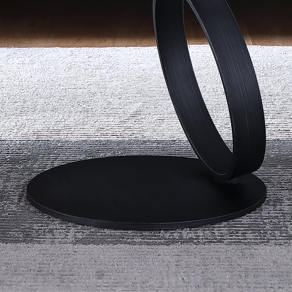 Table basse rectangulaire moderne Pandora et noire avec table d'appoint image de fenêtre