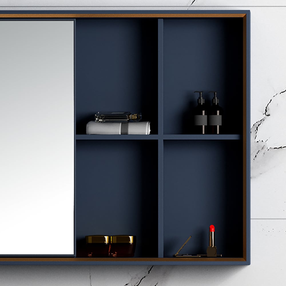 1000mm Blue Freestanding Bathroom Vanity Set Ceramic Basin with Medicine Cabinet window image