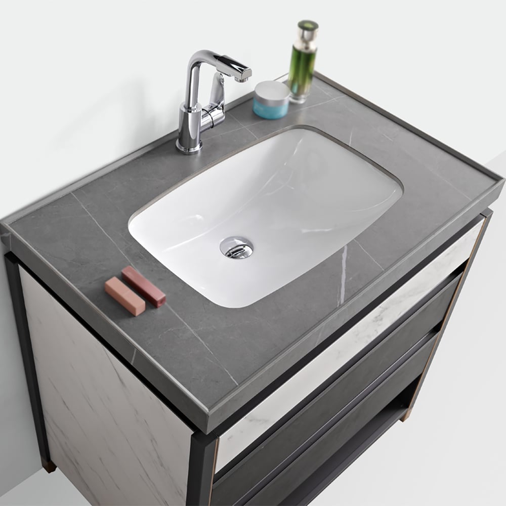 32 „vrijstaande gesinterde stenen bovenkant onderbouw keramische wastafel badkamermeubel Vensterafbeelding
