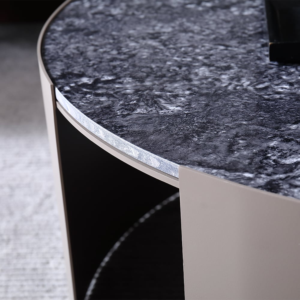 Ensemble de 2 tables basses contemporaines avec plateau en pierre frittée image de fenêtre