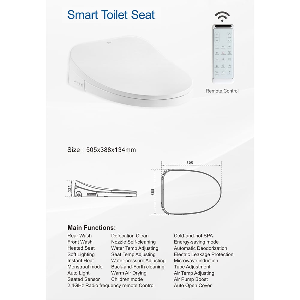 Elongated Automatic Self Clean Toilet Seat Cover Intelligent Toilet Seat Cover window image