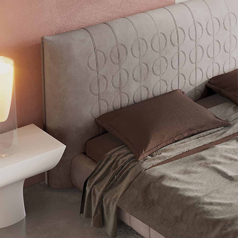 Pine Wood and Carbon Steel Minimalist Upholstered Velvet Platform Bed with Headboard window image