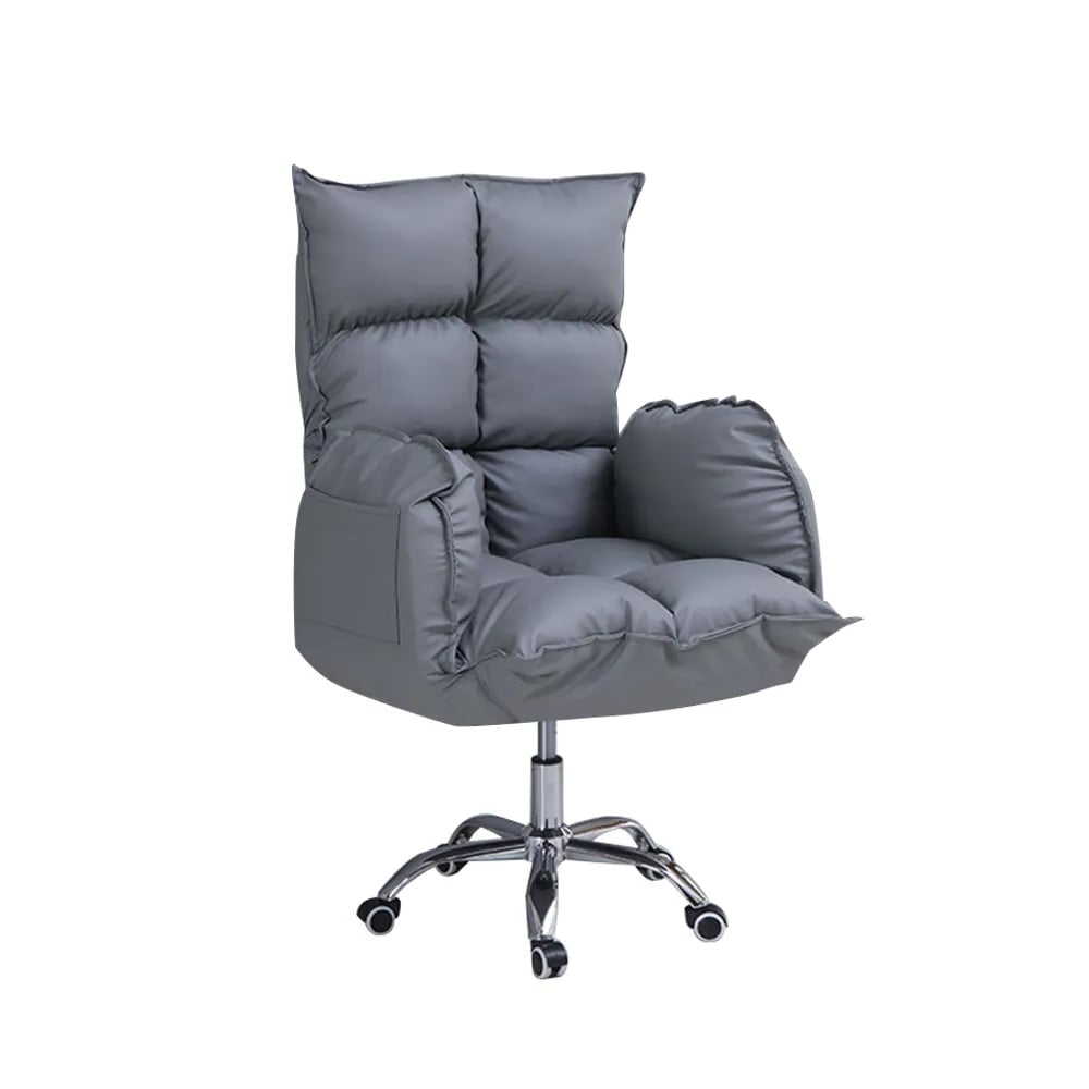 Modern PU Leather Task Chair Upholstered Swivel Office Chair Height Adjustable window image
