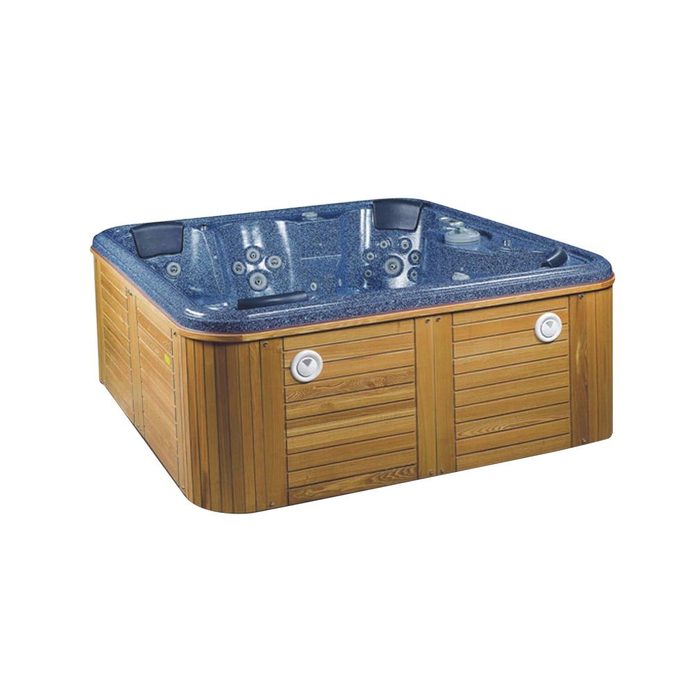 83.5" Blue Square Outdoor Acrylic 55-Jet Hot Tub Suitable for 6 Person window image