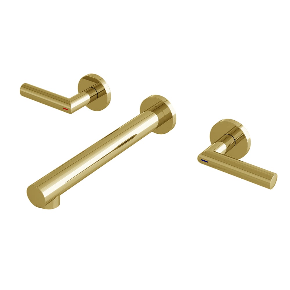 3-gaats wandgemonteerde badkamerwastafel Massief messing Vensterafbeelding