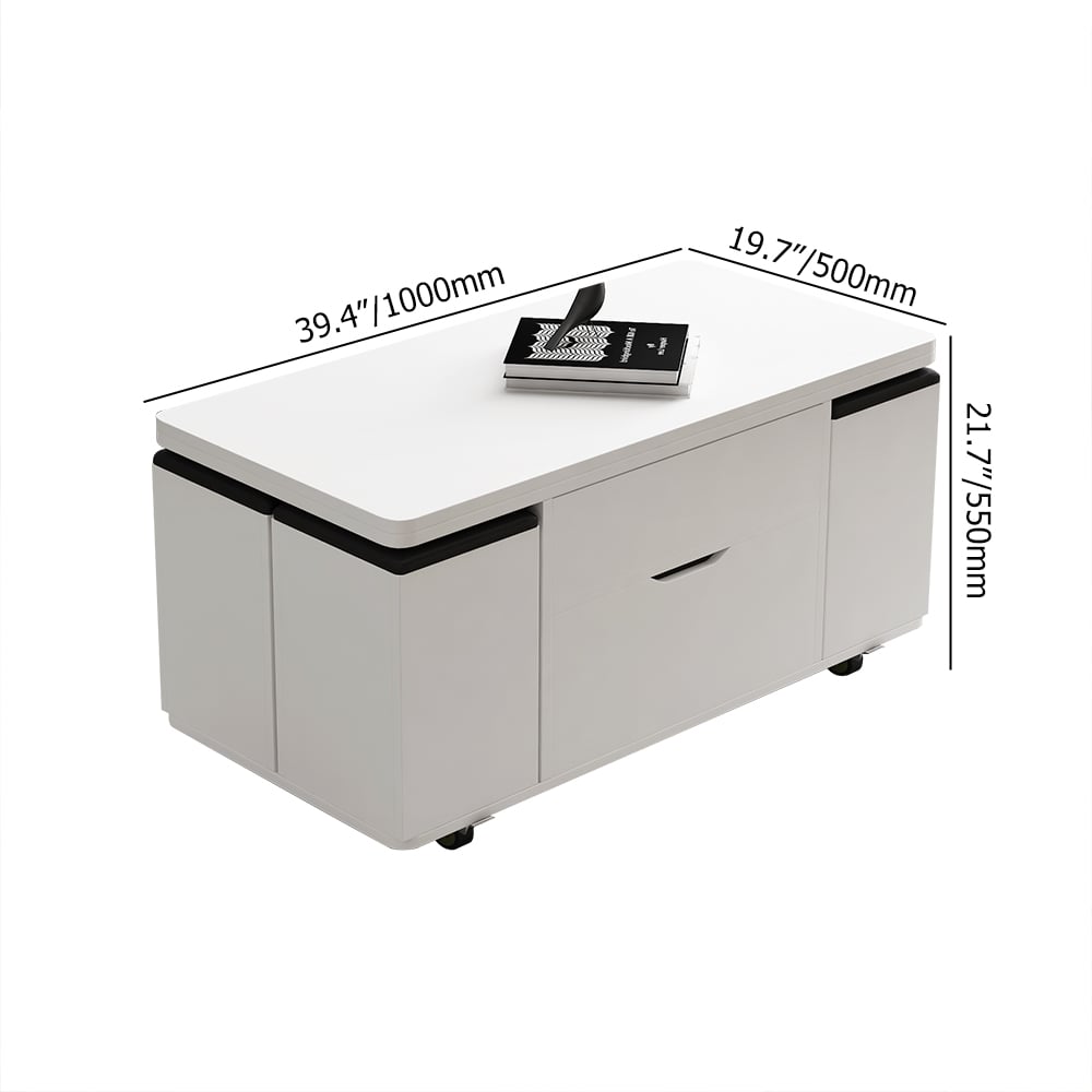 Lift Top Extendable Coffee Table with 4 Stools & Storage Multipurpose window image