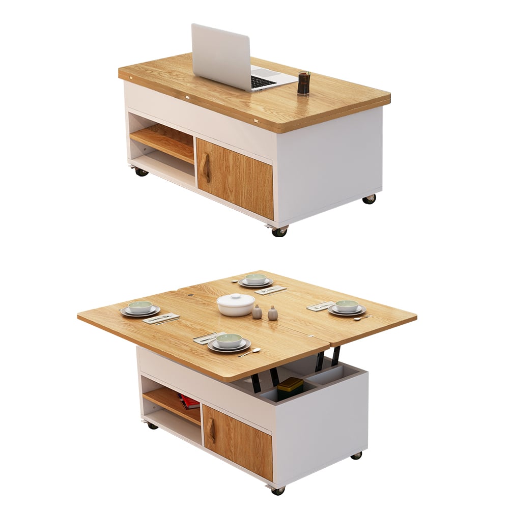 Contemporary Solid Extendable Multipurpose Coffee Table with Storages window image