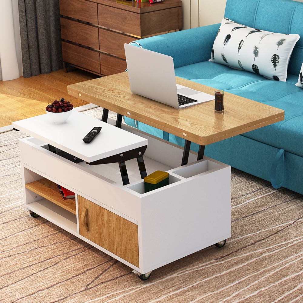 Contemporary Solid Extendable Multipurpose Coffee Table with Storages window image