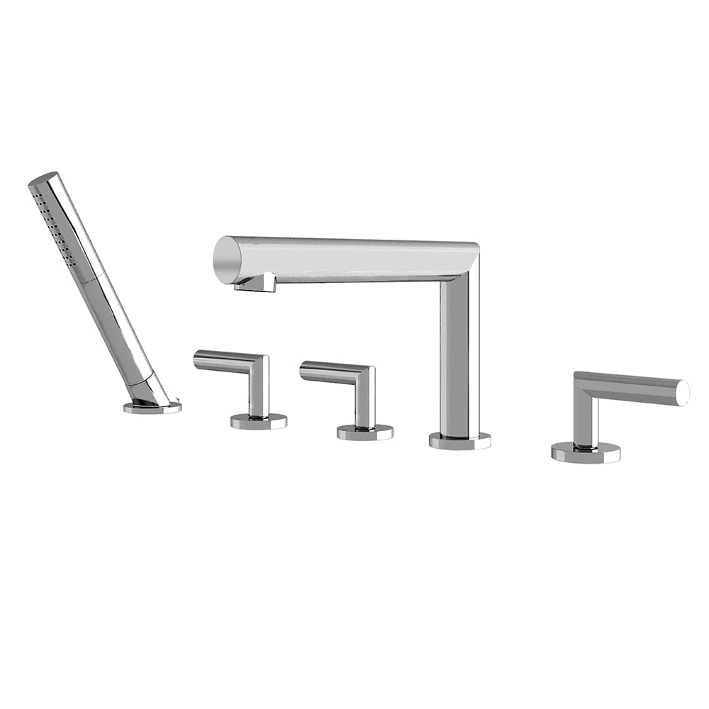 Deck Mounted Roman Bathtub Faucet with Handshower Solid Brass window image