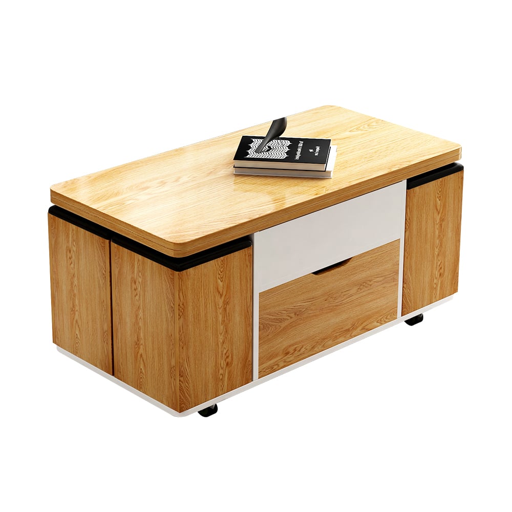 Lift Top Extendable Coffee Table with 4 Stools & Storage Multipurpose window image