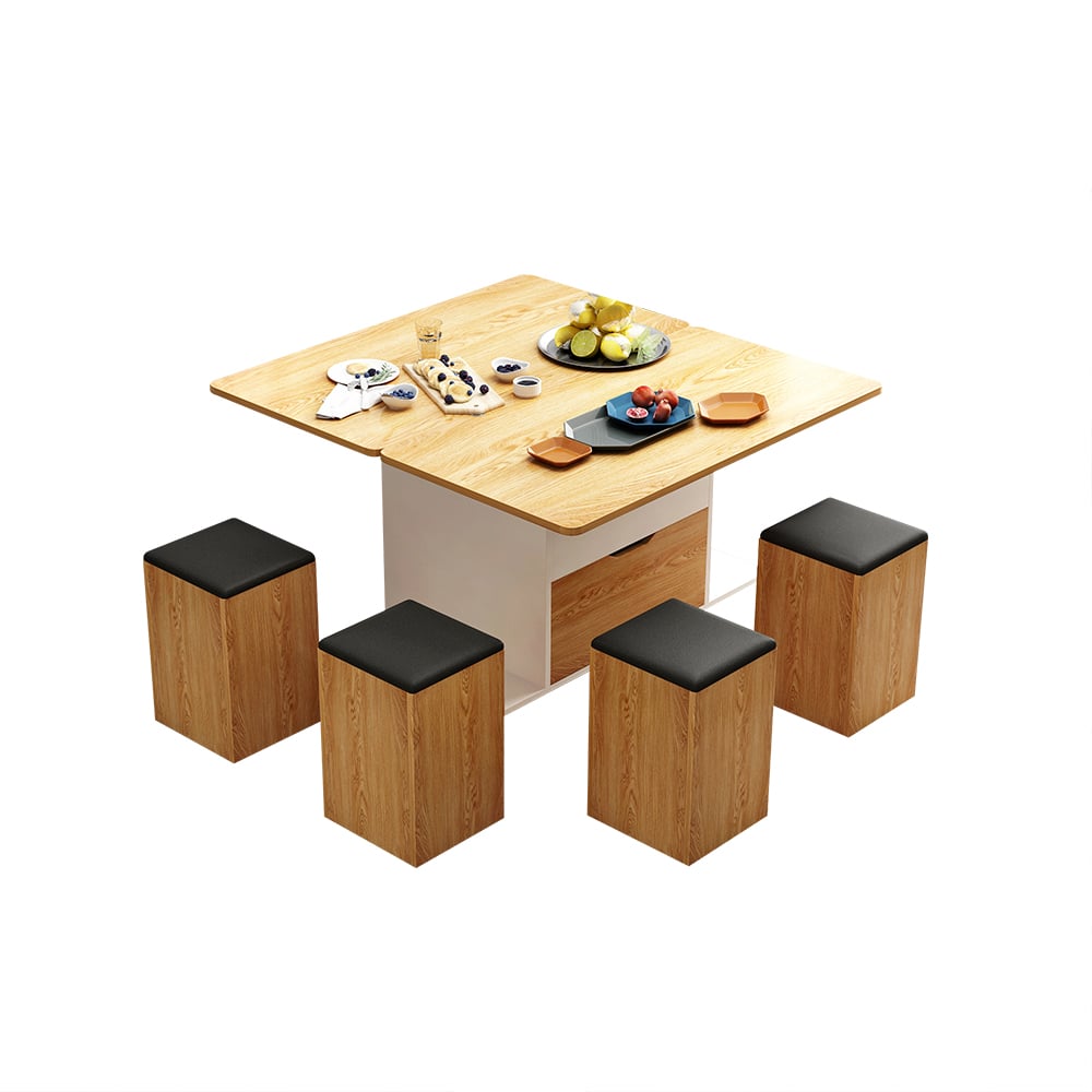 Lift Top Extendable Coffee Table with 4 Stools & Storage Multipurpose window image