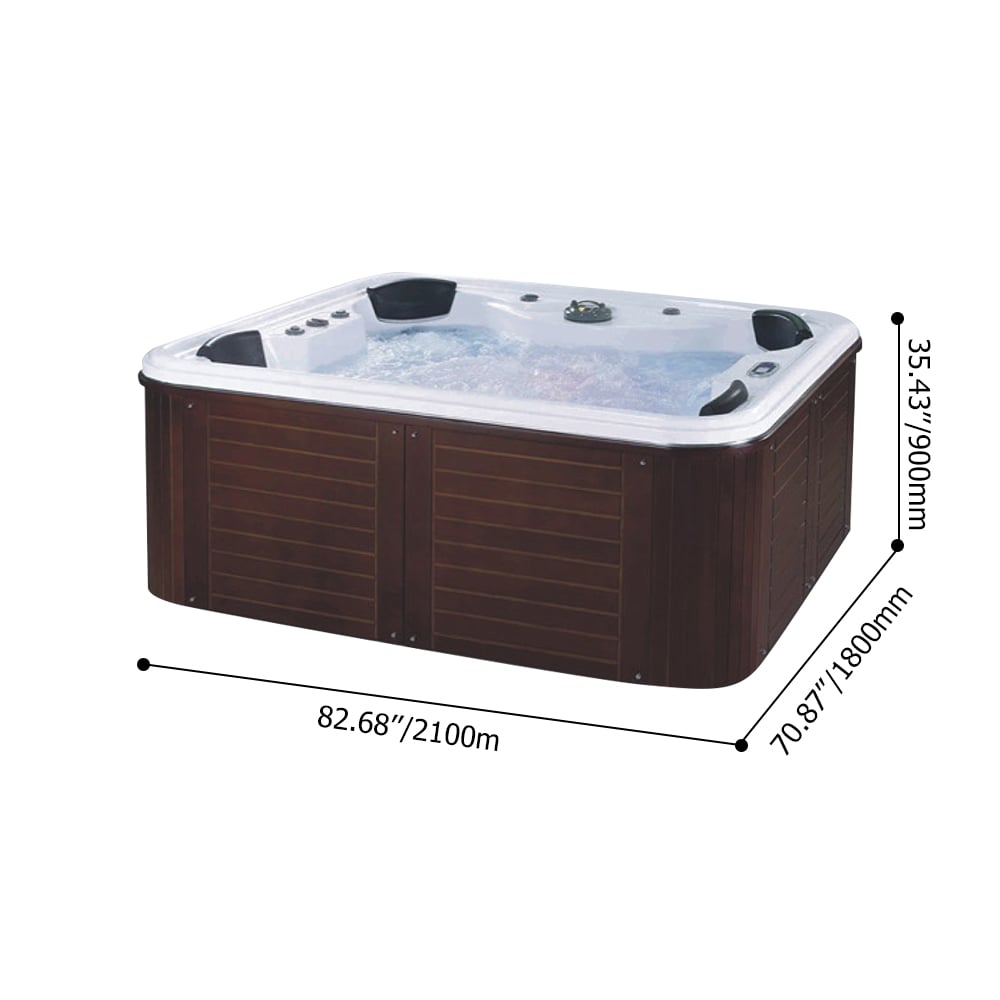 2100mm Outdoor 4-Person 36-Jet Acrylic Rectangular Bath Waterfall window image