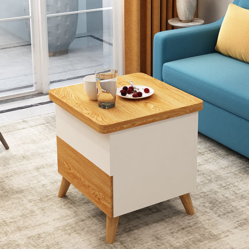 Table basse extensible à dessus relevable avec rangement multifonction et multicolore image de fenêtre