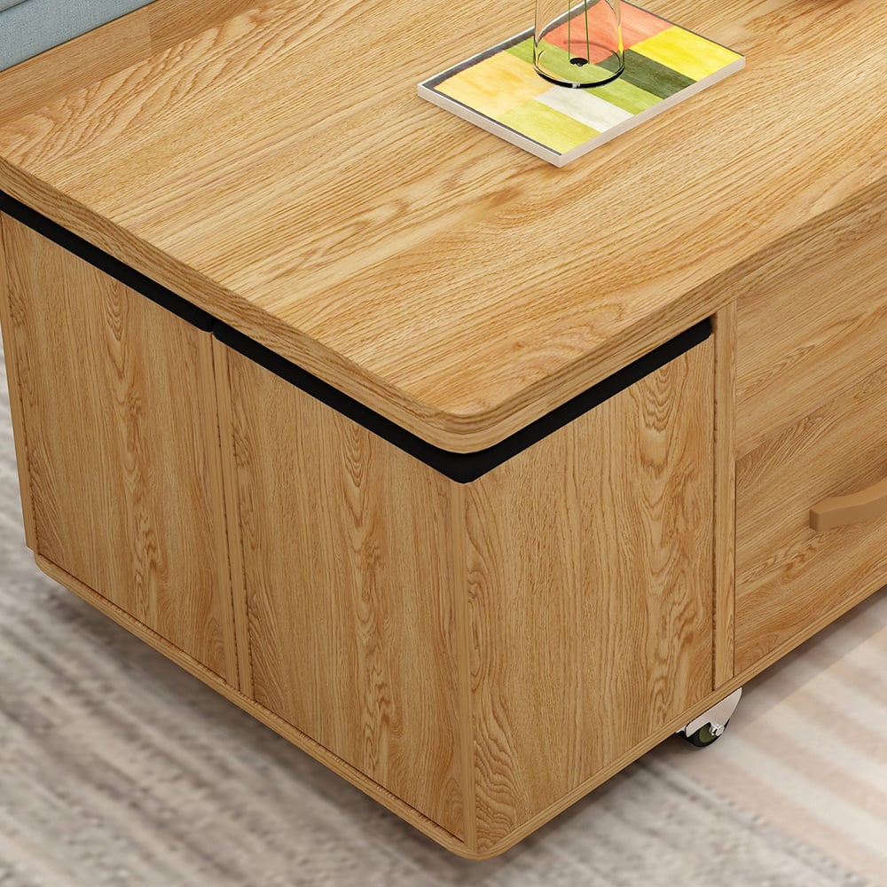 Eigentijdse uitschuifbare multifunctionele salontafel met opbergruimte Vensterafbeelding