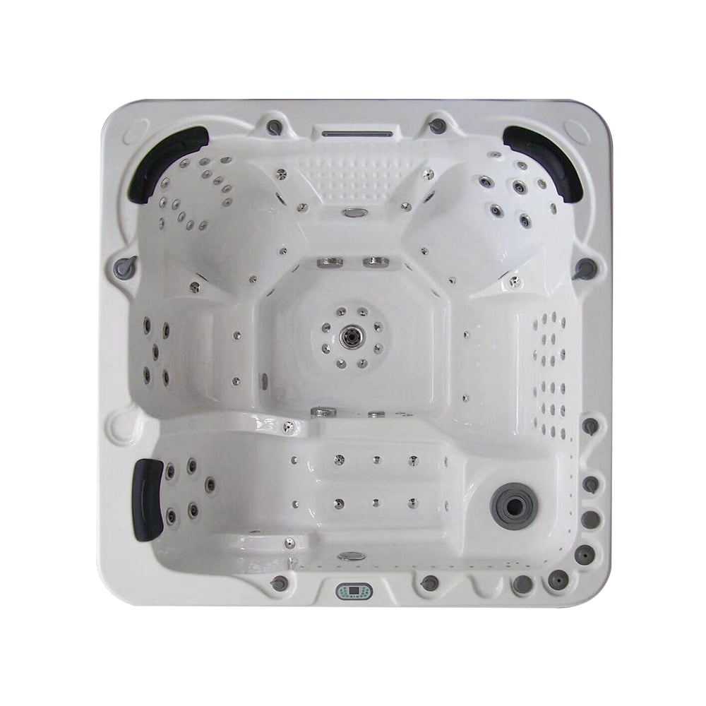 Bain chaud carré d'extérieur en acrylique à 117 jets, 2200 mm, blanc et marron, 5 personnes, chaleur réglable image de fenêtre
