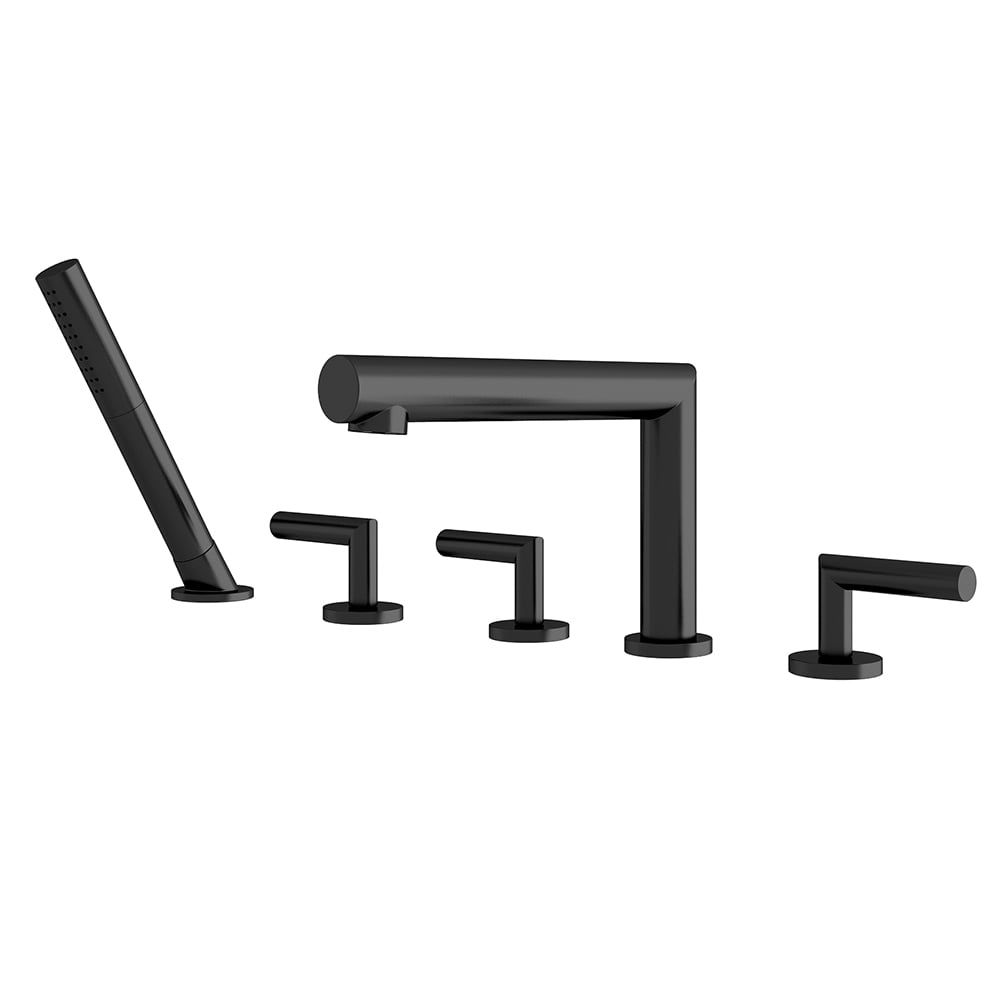 Deck Mounted Roman Bathtub Faucet with Handshower Solid Brass window image